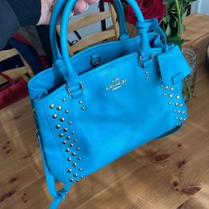 COACH New York, authentic teal purse with studs